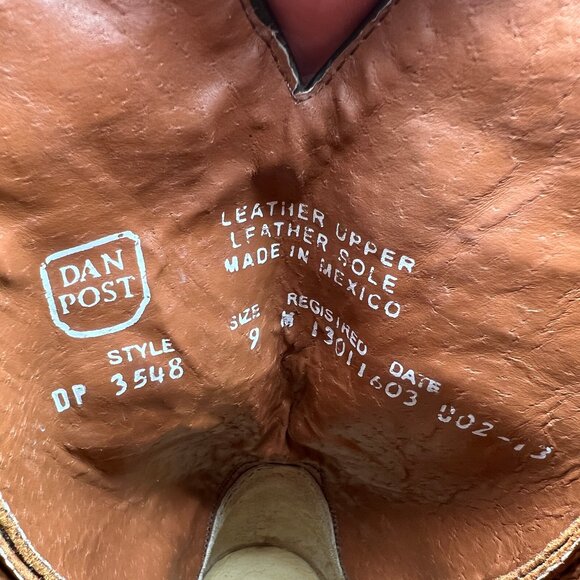 Dan Post Western Boots Women's Size 9 Brown Leather Snip Toe Cowboy Dancing Boot - Picture 16 of 16